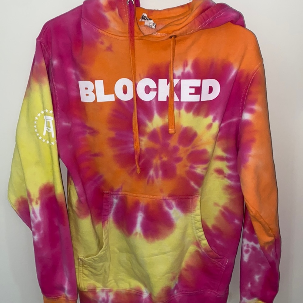 Call her daddy podcast tie dye hoodie “BLOCKED” official from barstool size S